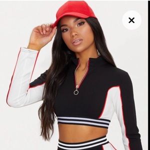 NWOT PLT Zip Up Motocross Work Out Crop Top